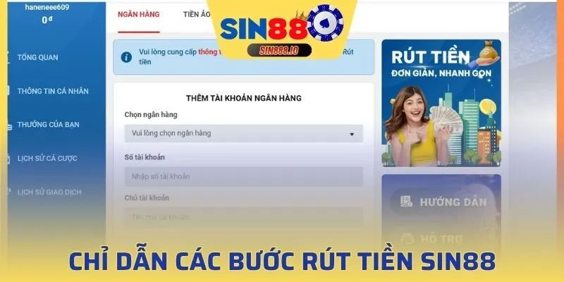 Quy trình của việc rút tiền SIN88